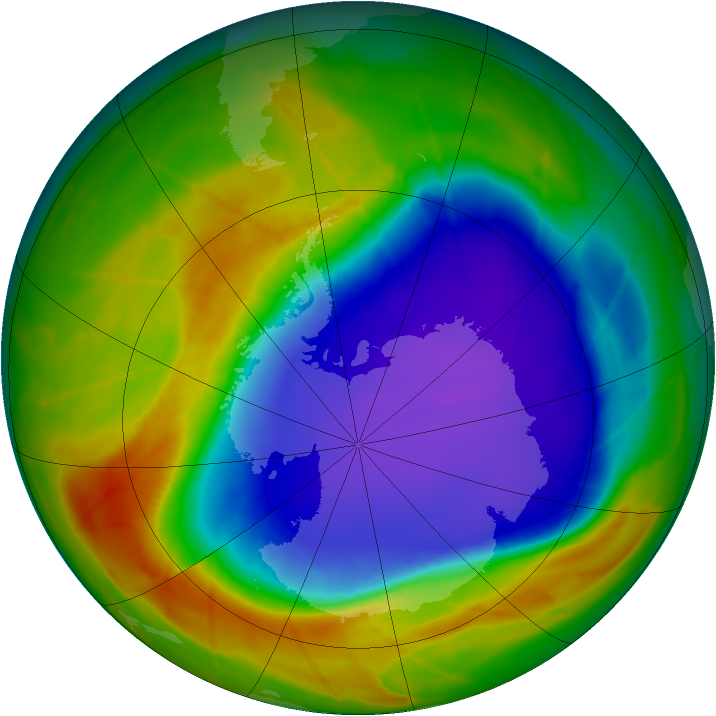 Antarctic ozone map for 11 October 2009